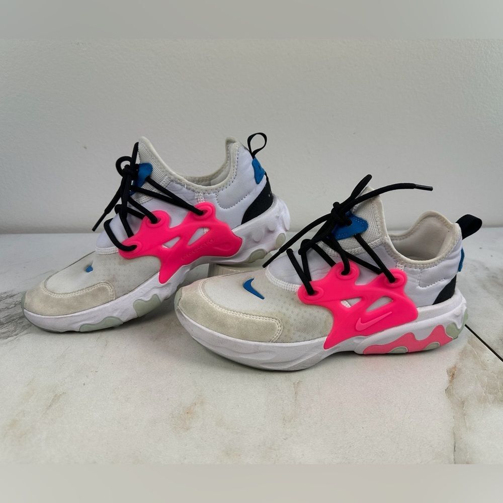 Nike Women's React Presto White Hyper Pink Photo Blue Running Shoes Sneakers, 9 - Picture 3 of 11